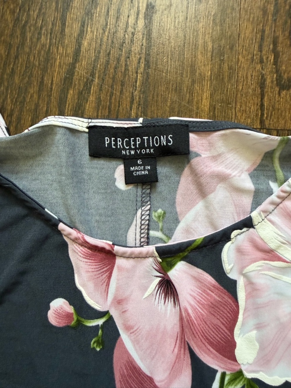 Perceptions Black Sleeveless Mini Dress with Pink Floral Print - Picture 5 of 6